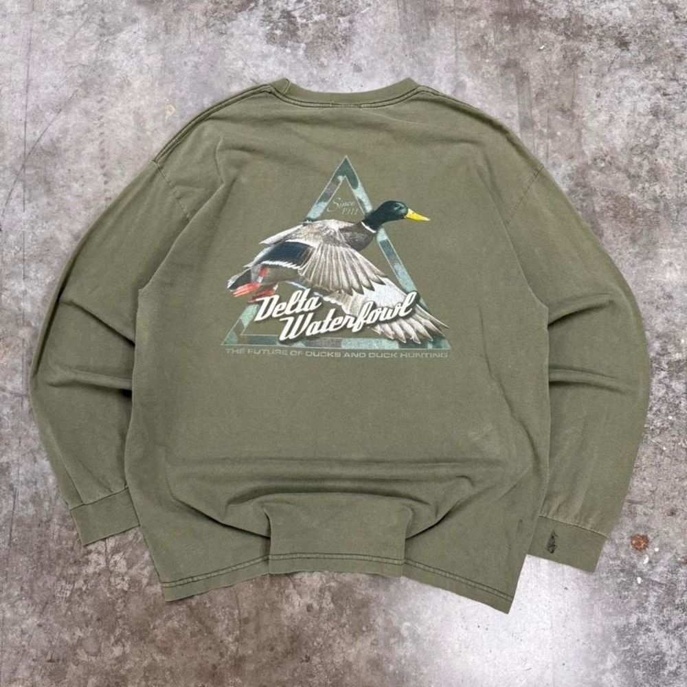 Vintage Macks Prairie Wings Green Delta Waterfowl Nature Long Sleeve Size XL